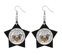 Seal of Arkansas - Orecchini pendenti da donna, alla moda, in legno, con stampa, Love, Legno, Nessuna pietra preziosa