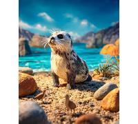 Seal on the Shore Composition Notebook: Wide Ruled with Field • 110 Pages • 7.5 x 9.25 • Matte Cover • Cute Ocean Animal School Notebook for Writing, Notes, Homework