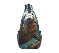 Seal Pup in Water Borsa a tracolla casual durevole di grande capacità leggera e traspirante adatta per vari luoghi all'aperto