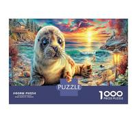 Seal Pup on Rocky Shore Jigsaw Puzzle 1000 Pezzi Classici Per Adulti E Bambini ≥14 Anni Giochi Educativi Sfida Impossibile Regalo Amore Amico Hobby Casa Relax 52x38cm/1000pcs