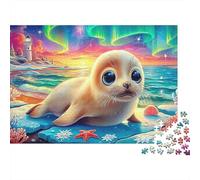Seal Pups Beach Puzzle in Cartone Spesso Da 1000 Pezzi Per Adulti, Cute Seal, Gioco Educativo, Difesa Dallo Stress, Regalo, Decorazione Parete, Idea Regalo 52x38cm/1000pcs