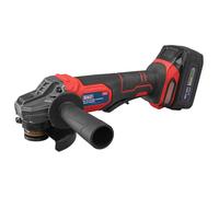 Sealey 18V 3Ah 115mm Cordless Smerigliatrice Rosso 1 Batteria 2.4A Caricatore