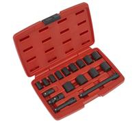 Sealey 1cmD Metriche Impact Presa Set 17pc Singolo Esagonale Lunghezza Standard