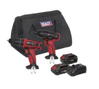 Sealey 2x 20V SV20 Serie Cordless 13mm Trapano Combi & 0.6cmHex Drive Urto Driv