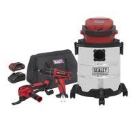 Sealey 3 X 20V SV20 Serie Aspirapolvere Combo - 2 Batterie CP20VCOMBO5