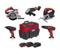 Sealey 5 X 20V SV20 Serie Cordless 5 Attrezzo Kit Combo 2 Batterie CP20VCOMBO13