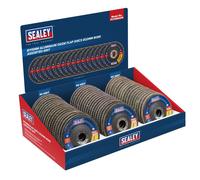 Sealey 60 Assortiti Sabbia Dischi Lamellari Ossido di Alluminio 115mm 22mm Foro