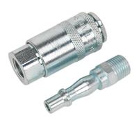 Aria Attrezzo Accoppiamento Kit 2pc 0.6cmBSP AC61 Sealey Nuovo