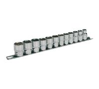 Sealey Metrico Presa Set 12pc 1cm Drive 12pt Walldrive Standard Lunghezza AK2682