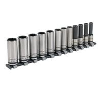 Sealey AK2744B Presa Set 12pc 1cmSq Drive Profondo da Agganciare 6pt Nere Serie