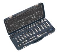 Sealey AK27481 Presa Set 34pc 1cmSq Drive da Agganciare™ 6pt Metrico