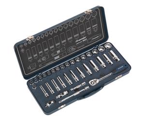 Sealey AK27481 Presa Set 34pc 1cmSq Drive da Agganciare™ 6pt Metrico