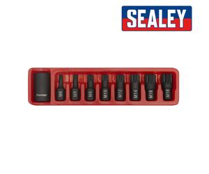 Sealey AK5611 9pc Impact Grado Spline Po' Set S2 Acciaio - M6 - M18 - 12 Punto
