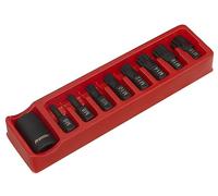 Sealey Impact Spline Po' & Supporto Set 9pc 1.3cmSq Drive AK5611