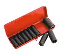 Sealey Ak58/11m Impact Presa Set 10pc 1.3cmsq Drive Profondo Metrico