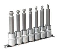 Sealey Estremità a Sfera Esagonale Presa Punta Set 7pc 100mm 1.3cmSq Disk Metric