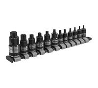 Sealey Trx-Star Presa Punta Set 12pc Stubby 0.6cm,1cm & 1.3cmSq Guida Nero Seri