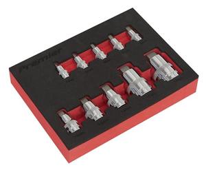 Sealey AK6244 - Set di 10 chiavi a bussola esagonali con attacco quadro da 1/4", 3/8" e 1/2"