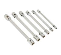 Sealey AK635 Doppio Testina Flessibile Presa Chiave Set 6pc Fully Lucido Metrico