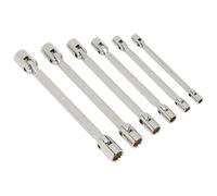 Sealey AK635 Doppio Testina Flessibile Presa Chiave Set 6pc Fully Lucido Metrico