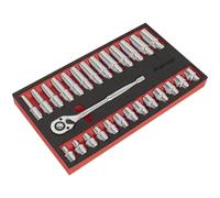 Sealey AK66723 Chiave a Cricchetto & Presa Set 27pc 1.3cmSq Drive