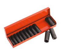 Sealey AK683 Impact Presa Set 12pc Profondo 1cmsq Guida Metrica/Cuscinetto