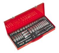 Sealey Metrico Imperiali Presa Set 45pc 1cmD 6pt Profondo E Standard AK692