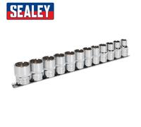Sealey Totale Drive Presa Set 12pc 1.3cmD Metrico Pienamente Lucidato AK70612