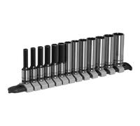 Sealey AK7991 Presa Set Profondo 13pc 0.6cmSq Guida Metrica - Serie Nera