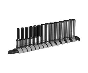 Sealey AK7991 Presa Set Profondo 13pc 0.6cmSq Guida Metrica - Serie Nera