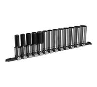 Sealey AK7995 Presa Set Profondo 13pc 1.3cmSq Guida Metrica - Serie Nera