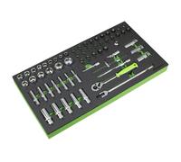 Sealey Attrezzo Vassoio Con Presa Set 62pc 1cmSq Guida Metrica Profonda Standard