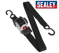 Sealey Auto Retrattile Cricchetto Cinghia Fissaggio con Ganci - Large 50mm X