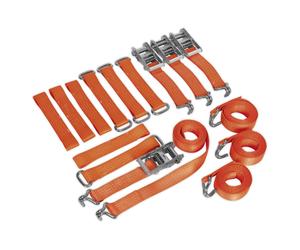 Sealey Auto Trasportatore Cricchetto Cinturino Lega / Acciaio Kit Ruote 4pc 50mm