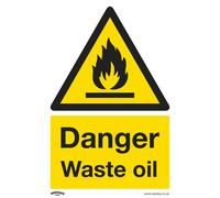 Sealey Avvertimento Sicurezza Insegna - Pericolo Rifiuti Olio - Rigido Plastica