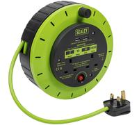 Sealey Cassette Tipo Cavo Rocchetto Verde Con Termiche Viaggio 2 X 230V E USB