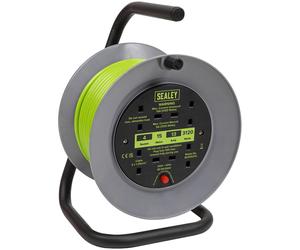 Sealey BCR153TG 15m Cavo Rocchetto Con Termiche Viaggio 4 X 230V - Hi-Vis Verde