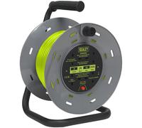 Sealey Cavo Rocchetto Con Termiche Viaggio 4 X 230V Prese 25m - Verde BCR25G