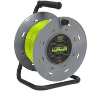 Sealey BCR50G 50m Cavo Rocchetto Con Termiche Viaggio 4 X 230V - Hi-Vis Verde