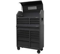 Sealey Cassettiera con 17 cassetti con Chiusura Morbida e Barra di Alimentazione, Lega di Acciaio Polipropilene, Nero, Overall Size (W x D x H): 115 x 46 x 184