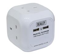 Sealey Cavo Di Estensione Cubo 1.4M 4 X 230V E 2 X USB Prese - Bianco EL144USB