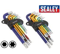 Sealey Coppia Lungo Estremità a Sfera Allen Chiave Esagonale & TRX Stella Set