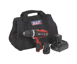 Sealey CP1201KIT - Trapano a percussione 12 V, 2 batterie, 12 V, rosso/nero