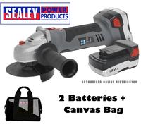 Sealey CP5418V Cordless Lithiumion Smerigliatrice 115mm 18V 2x Batteria Tela Bag