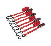 Sealey Cricchetto Cinturino 25mm X 4m Poliestere Ragnatela Con GANCI A S 800kg