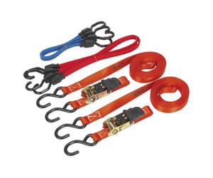 Sealey Cricchetto Cinturino & Corda Elastica Set 6pc Ragnatela Lungo 5m TD285SBD