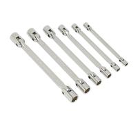 Sealey Doppio Testa Flessibile Presa Chiave Set 6pc Fully Lucidato Metrico AK635