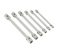Sealey Doppio Testa Flessibile Presa Chiave Set 6pc Fully Lucidato Metrico AK635