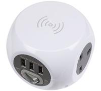 Sealey Cavo Prolunga Cubo 1.4m 3 X 230V & USB Prese & Ricarica senza Fili