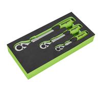 Sealey Estendibile Chiave a Cricchetto Set 3pc 72 Denti Morbido Grip IN Un Tray